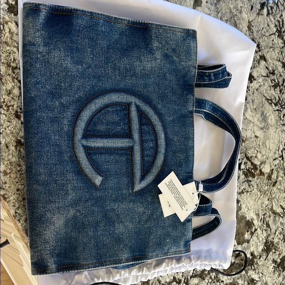 Denim Tote Bag with Logo
